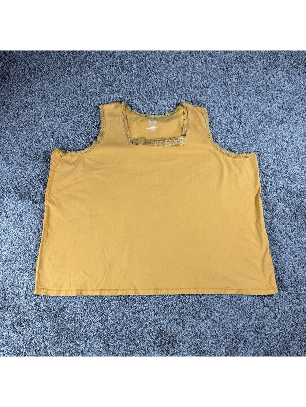 Liz & Me 4X Sleeveless Top Blouse Yellow Cotton Coom On The Neck